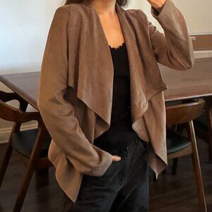 Vigoss Faux Suede Jacket with Drape Collar - Size Small